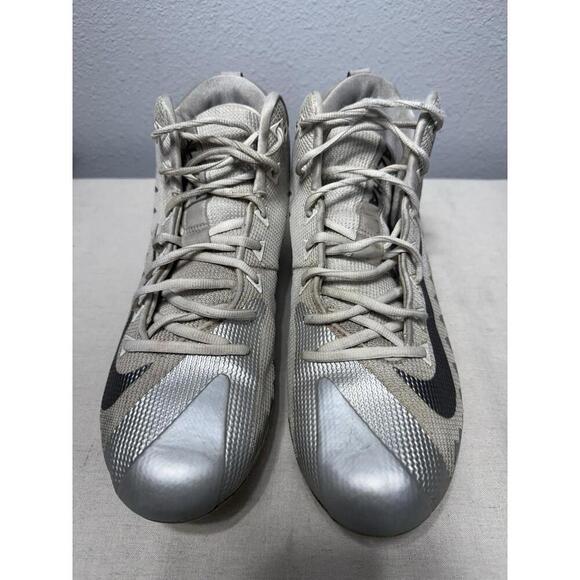 Nike Alpha Menace Pro Mens 11.5 Silver Mid Football Cleats - Picture 3 of 9